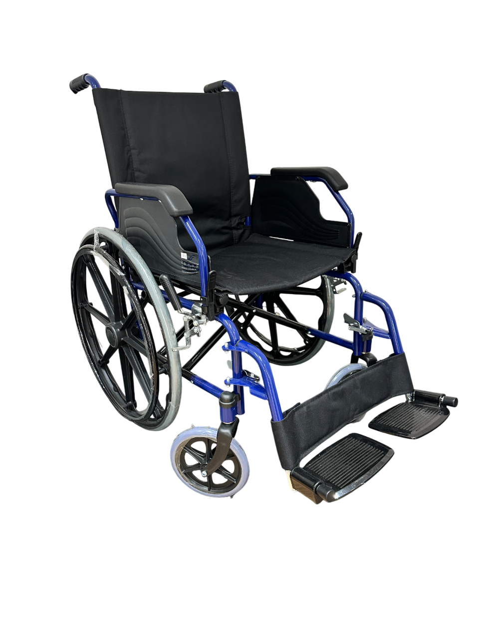 Silla de ruedas marco azul cromado