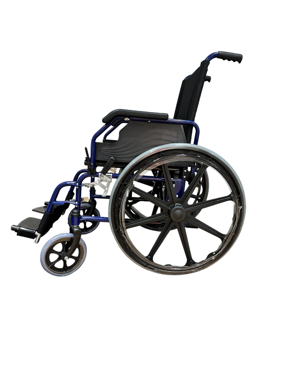 Silla de ruedas marco azul cromado