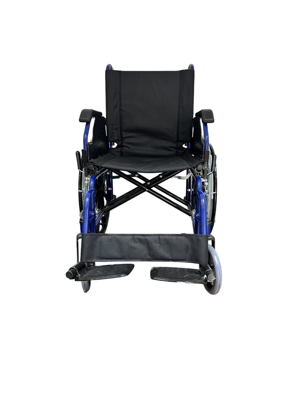 Silla de ruedas marco azul cromado