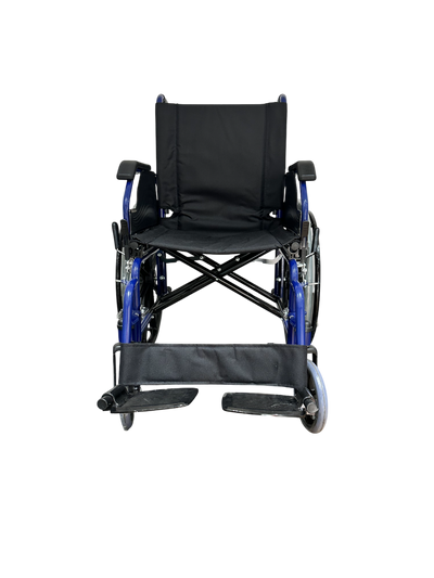 Silla de ruedas marco azul cromado