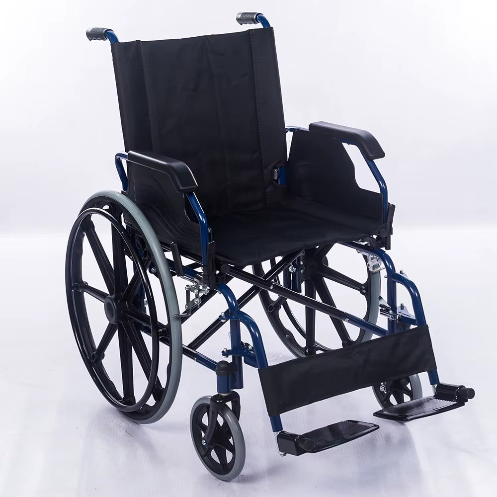 Silla de ruedas marco azul cromado